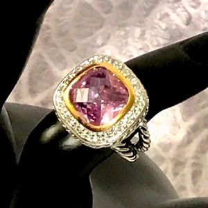 Silver and Gold Tone Amethyst Ring